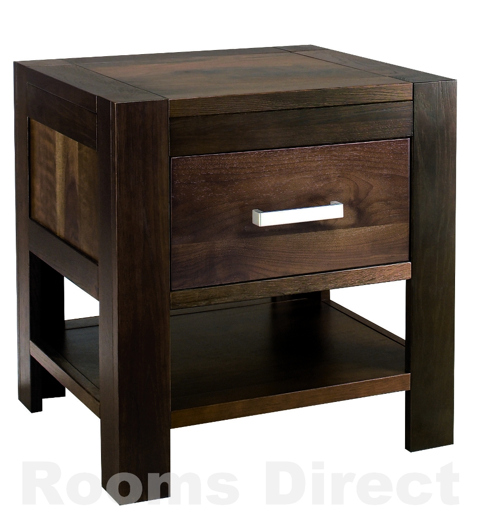 Lyon Walnut Nightstand 1 Drawer Bedside - Click Image to Close